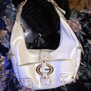 White Crocodile-Embossed Women's Bag